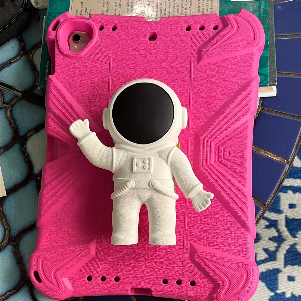 Space Explorer Kids Tablet Case - Pink and White